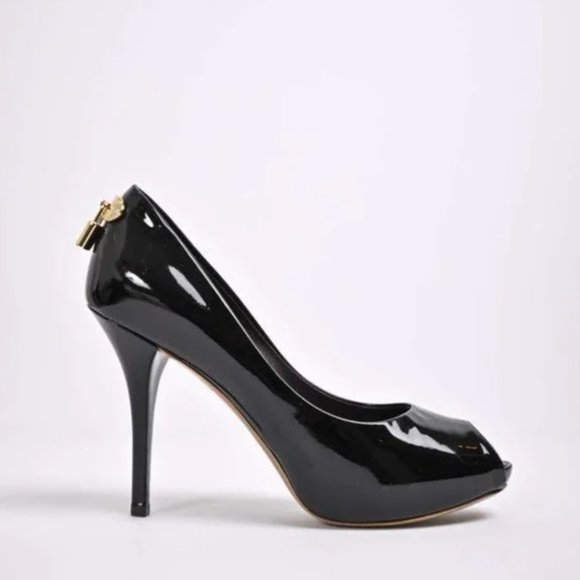 Louis Vuitton: Black Patent Leather Peep Toe Platform Pumps Size 39 - Picture 1 of 6